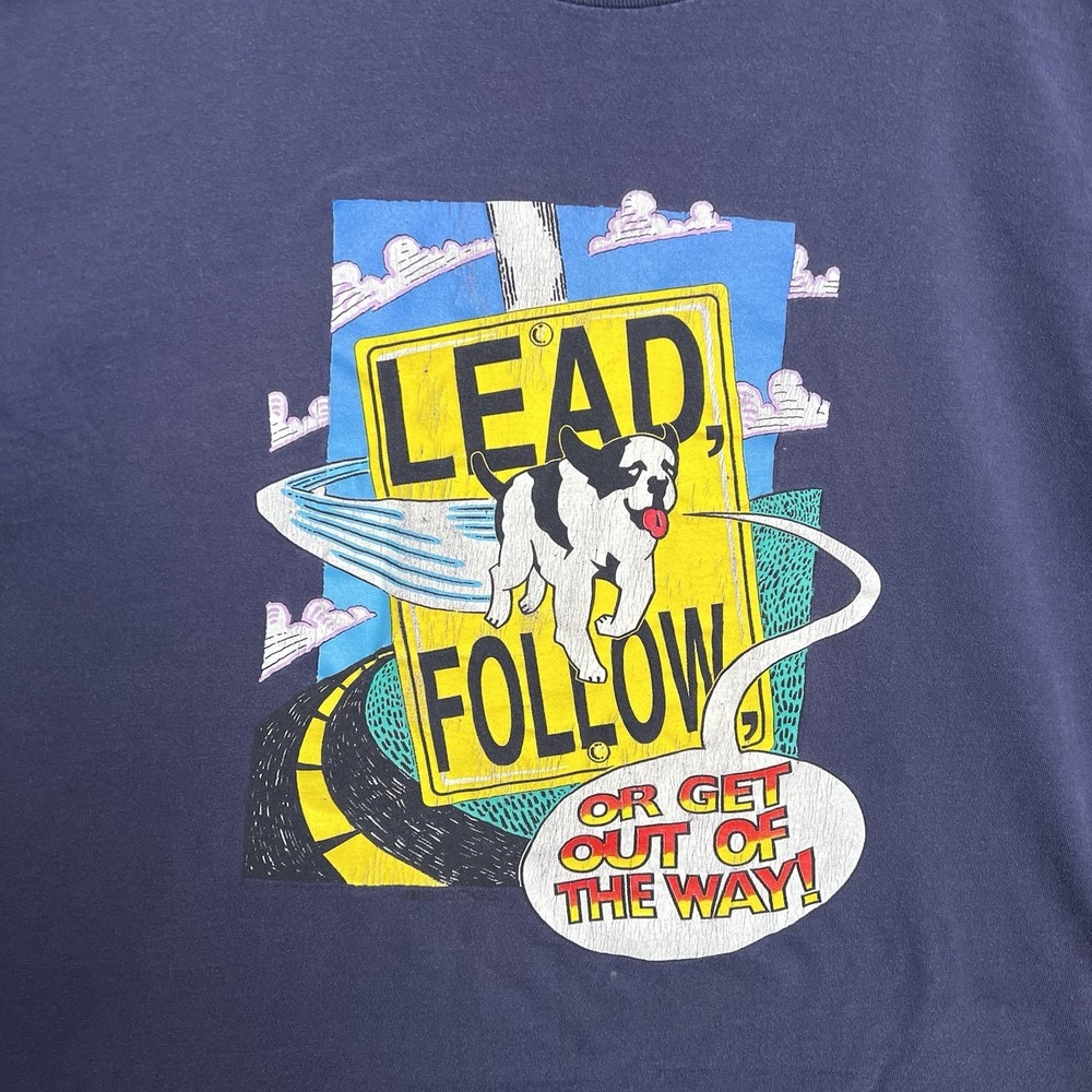 Vintage Big Dogs Shirt Mens 2XL Lead Follow Or Get Out Of The Way Santa Barbara - Picture 2 of 7